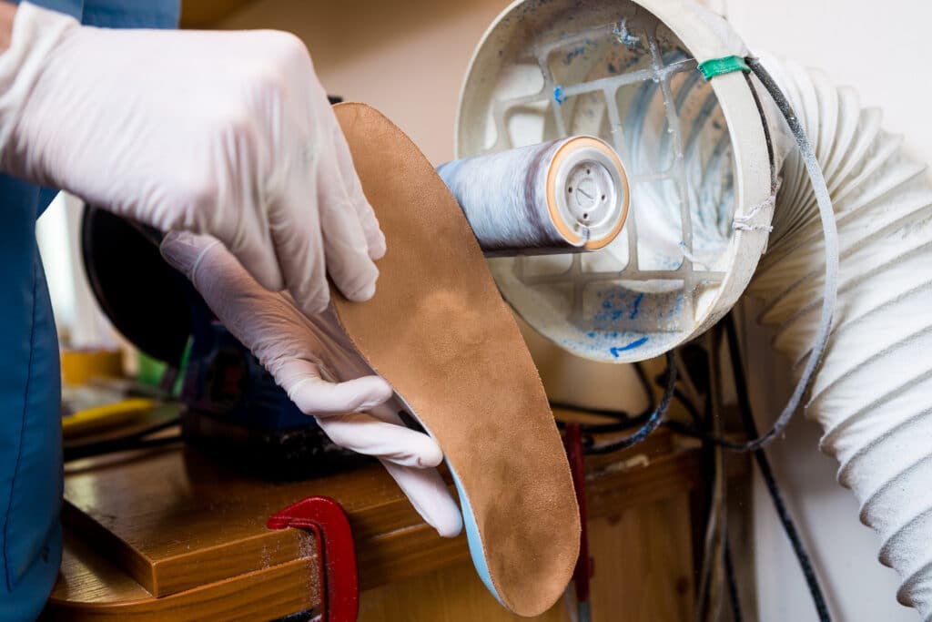 Custom orthotic being made. Custom insoles can help prevent plantar fasciitis.